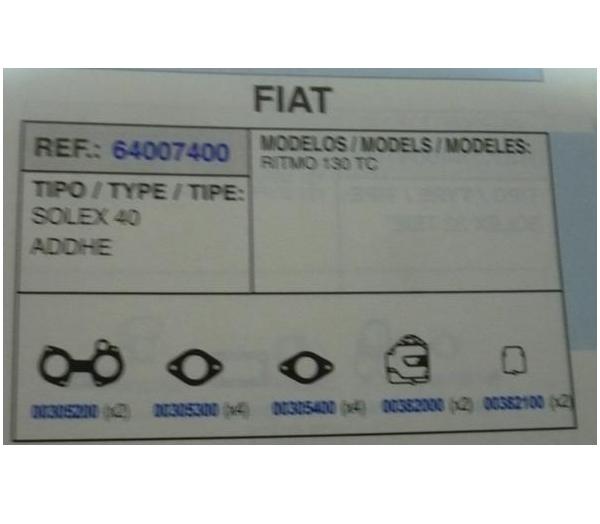 7400 KIT JUNTAS CARBURADOR SOLEX 40 ADDHE