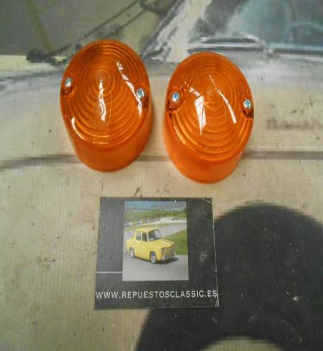 PI139 PI4 JUEGO TULIPAS PILOTO REDONDO INTERMITENTE CAMION REMOLQUE TRACTOR CARAVANA AMBAR HELLA MEDIDA 70x37mm