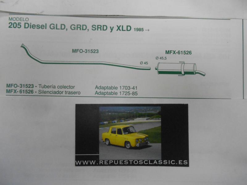 31523 P4 TUBERIA SALIDA COLECTOR ESCAPE PEUGEOT 205 1.7 DIESEL 85-->