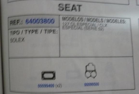 3800 KIT JUNTAS CARBURADOR SOLEX 30-32 DI