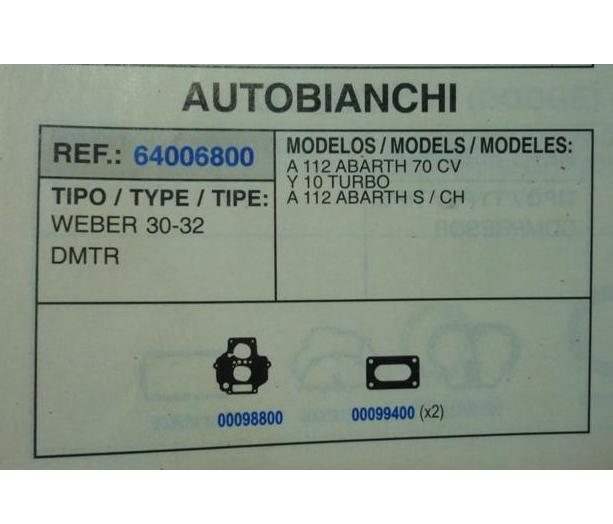 6800 KIT JUNTAS CARBURADOR WEBER 30-32 DMTR, WEBER 34 DMTR
