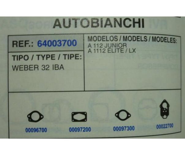 3700 KIT JUNTAS CARBURADOR WEBER 32 IBA