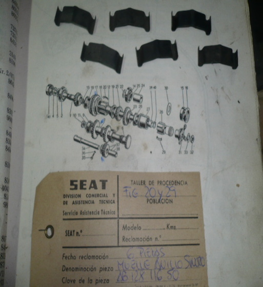 COF06 AB 12812800 KIT MUELLES ANILLO SINCRO (6 PIEZAS) SEAT 1400