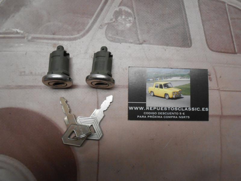 CM27 JUEGO 2 BOMBINES CERRADURA PUERTAS CON LLAVES RENAULT 9 , 11 , 18 , FUEGO , TRAFIC