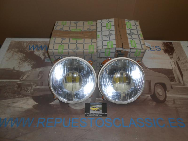 ISI01 JUEGO OPTICAS FAROS SIMCA 1000 , 1200 ANCLAJE KIMBY REF. FE1097 FOCO EUROPEO