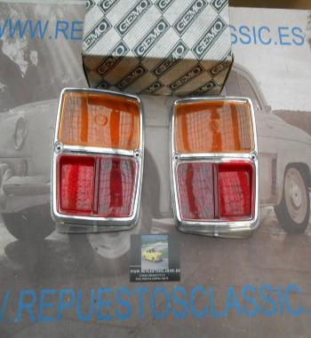 ISI35 JUEGO TULIPAS PILOTOS TRASEROS SIMCA 1000 2ª SERIE MARCO METALIZADO