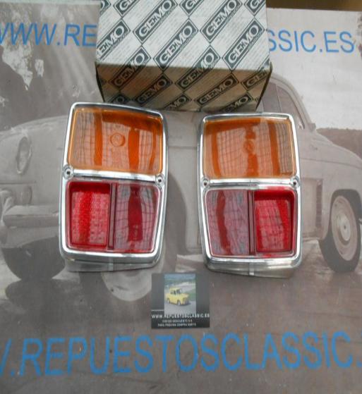 ISI35 JUEGO TULIPAS PILOTOS TRASEROS SIMCA 1000 2ª SERIE MARCO METALIZADO