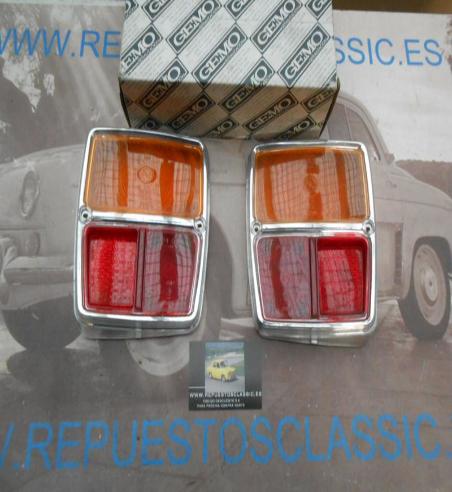 ISI35 JUEGO TULIPAS PILOTOS TRASEROS SIMCA 1000 2ª SERIE MARCO METALIZADO
