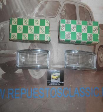 ISI51 JUEGO TULIPAS PILOTOS DELANTEROS SIMCA 1000 2ª SERIE COLOR BLANCO - METALIZADO