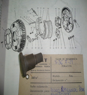 COF14 AB 16502800 PERNO ARTICULACION ZAPATA FRENO SEAT 1400 (FIG. 21)