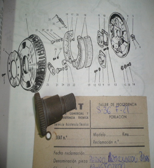COF14 AB 16502800 PERNO ARTICULACION ZAPATA FRENO SEAT 1400 (FIG. 21)