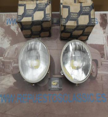 IP53 P2 JUEGO OPTICAS FAROS KINBY PEUGEOT 403, 404, SIMCA 1000, 1200, CITROEN DS FOCO EUROPEO ANCLAJE MARCHALL REF. FE1161