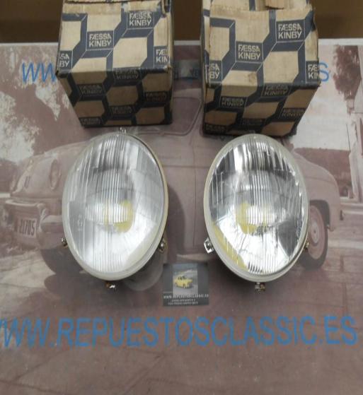 IP53 P2 JUEGO OPTICAS FAROS KINBY PEUGEOT 403, 404, SIMCA 1000, 1200, CITROEN DS FOCO EUROPEO ANCLAJE MARCHALL REF. FE1161