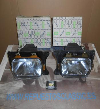ISE08 JUEGO FAROS COMPLETO CIBIE SEAT 131 1ª SERIE FOCO EUROPEO E9 CON SOPORTES