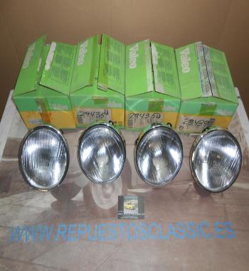 ISE18 JUEGO 4 OPTICAS FAROS CON CERQUILLOS KINBY H1 SEAT 128 , 131 , 132 REF. VALEO 029435 / 029439