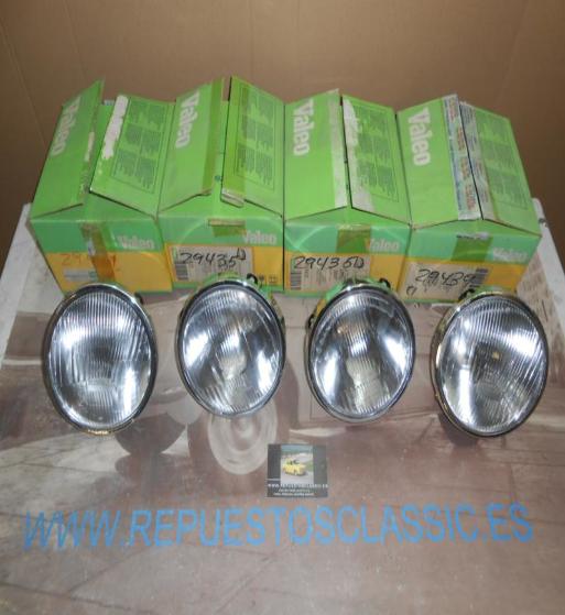 ISE18 JUEGO 4 OPTICAS FAROS CON CERQUILLOS KINBY H1 SEAT 128 , 131 , 132 REF. VALEO 029435 / 029439