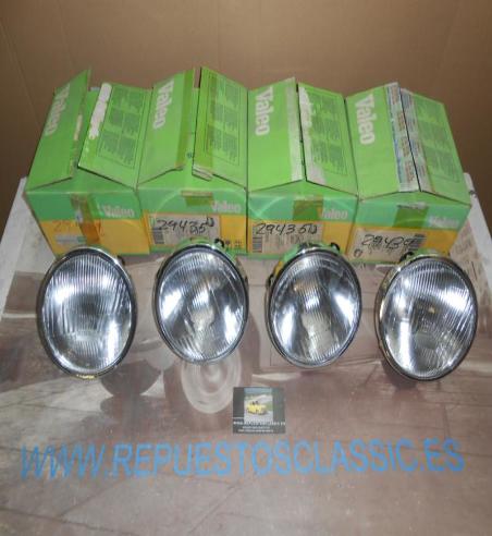 ISE18 JUEGO 4 OPTICAS FAROS CON CERQUILLOS KINBY H1 SEAT 128 , 131 , 132 REF. VALEO 029435 / 029439