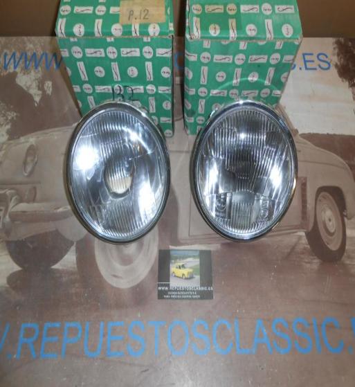 ISE22 JUEGO 2 OPTICAS FAROS CORTA/LARGA CON CERQUILLO FORES H1 SEAT 128 , 131 , 132