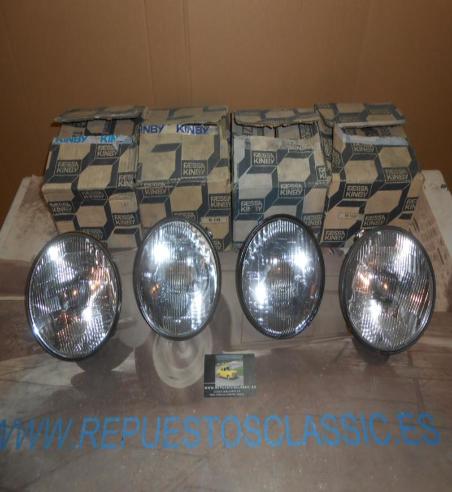 ISE28 JUEGO 4 OPTICAS FAROS KINBY SEAT 128 , 131 , 132 FOCO EUROPEO E9 ( COMPUESTO POR 2 FAROS CORTAS Y 2 FAROS LARGAS )
