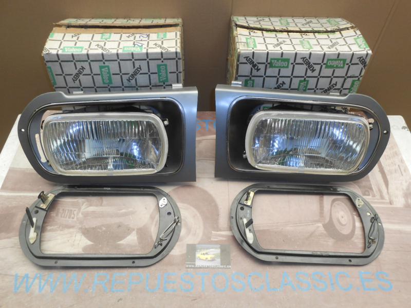 IRE219 JUEGO OPTICAS FAROS RENAULT 12 N , TL 2ª FASE KINBY H4 CON SOPORTES Y BISELES