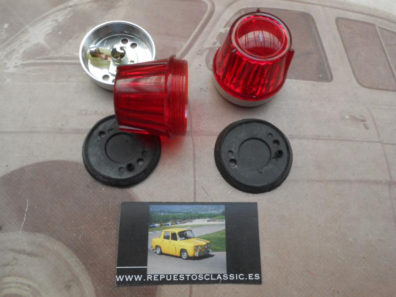 PI429P2 JUEGO PILOTOS UNIVERSALES REDONDOS ROJOS MEDIDA 48x50mm TULIPA ENROSCADA