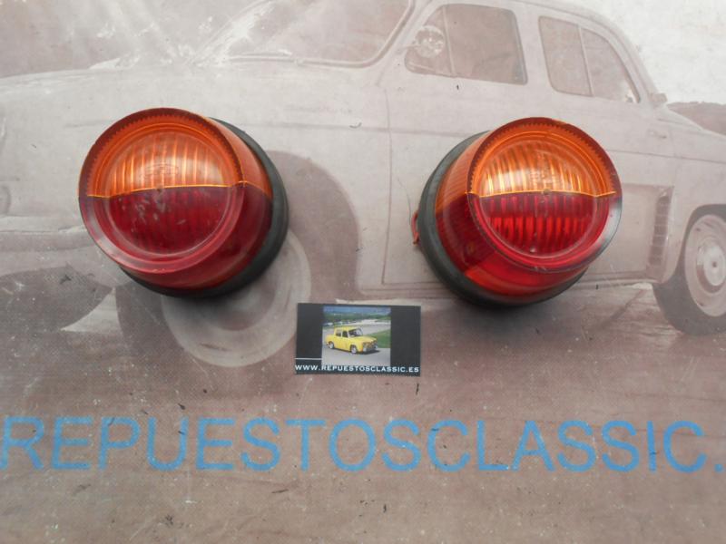 PI466P2 JUEGO PILOTOS TRASEROS REDONDOS ROJO / AMBAR CAMION , REMOLQUE , TRACTOR CON LUZ DE MATRICULA MEDIDA 117x82mm , 3 SERV.