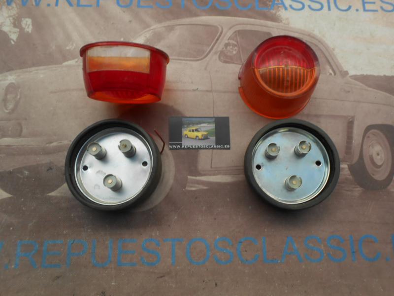 PI466P2 JUEGO PILOTOS TRASEROS REDONDOS ROJO / AMBAR CAMION , REMOLQUE , TRACTOR CON LUZ DE MATRICULA MEDIDA 117x82mm , 3 SERV.