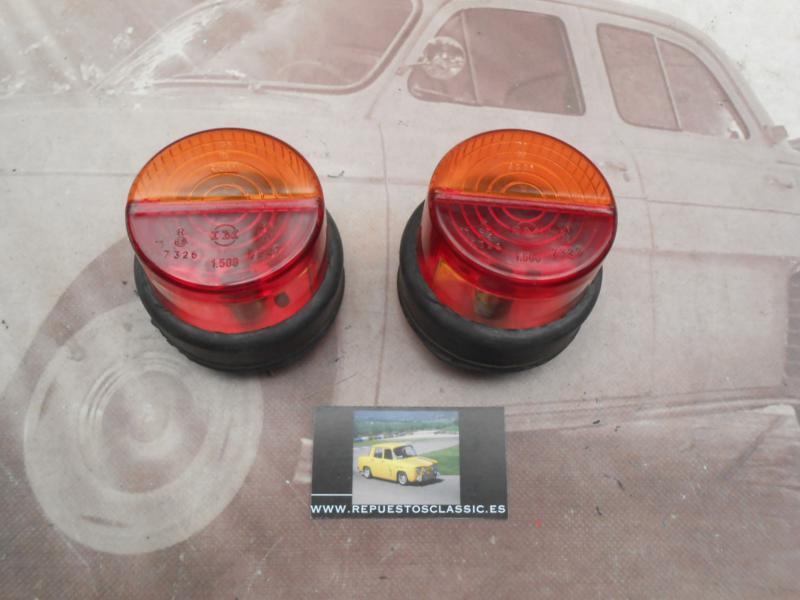 PI470P2 JUEGO PILOTOS REDONDOS ROJO / AMBAR CAMION , REMOLQUE , TRACTOR CARAVANA MEDIDA 85x63mm , 2 SERVICIOS CON LUZ MATRICULA