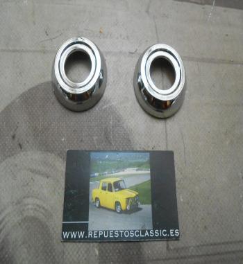 MAN369 JUEGO 2 ROSETONES MANETA ELEVALUNAS SEAT 600, 850, 124, 127, CROMO
