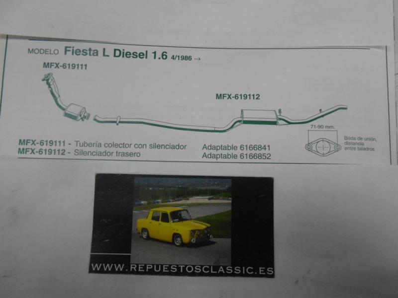 619112 P1 SILENCIOSO TRASERO FORD FIESTA L 1.6 DIESEL 86->