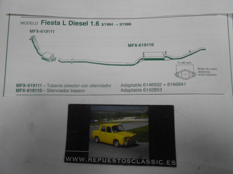 619110 P1 SILENCIOSO TRASERO FORD FIESTA L 1.6 DIESEL 84->86