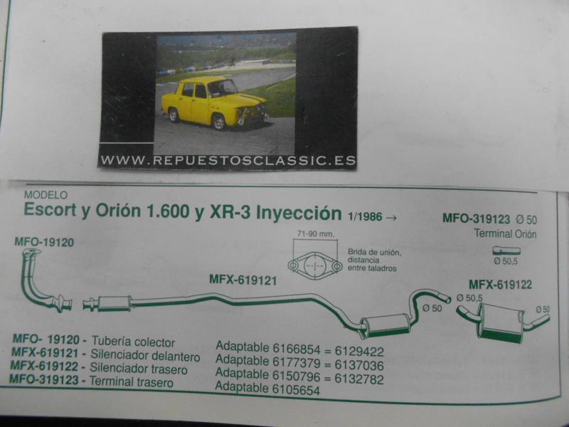 619121 P2 SILENCIOSO INTERMEDIO FORD ESCORT , ORION 1.6 Y XR3i 86->
