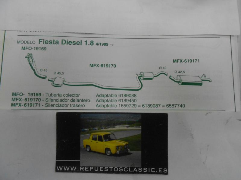619170 P2 SILENCIOSO INTERMEDIO FORD FIESTA 1.8 DIESEL 89->