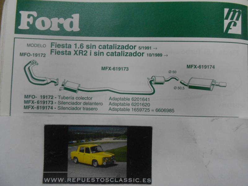 619173 P2 SILENCIOSO INTERMEDIO FORD FIESTA 1.6 Y XR2i 89-> SIN CATALIZADOR