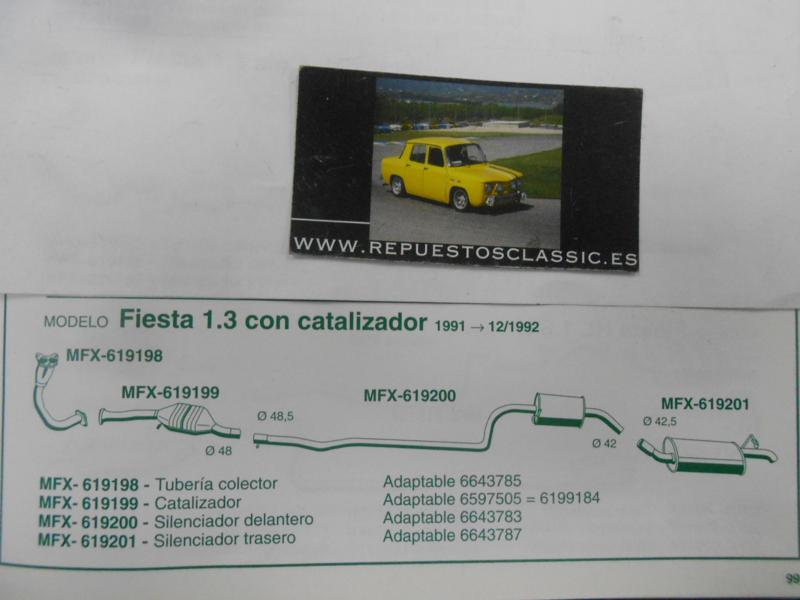 619200 P2 SILENCIOSO INTERMEDIO FORD FIESTA 1.3 91-> CON CATALIZADOR