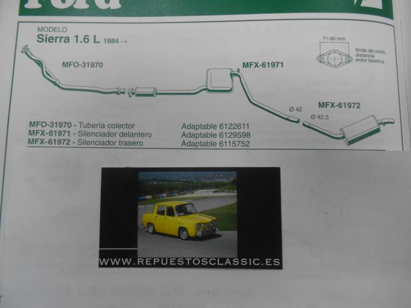 61971 P2 SILENCIOSO INTERMEDIO FORD SIERRA 1.6 L 84->