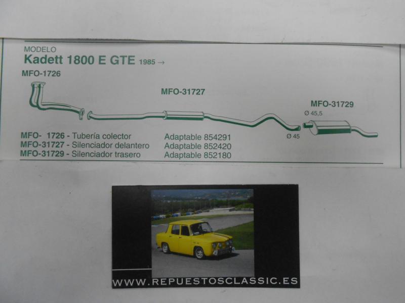 31727 P3 SILENCIOSO INTERMEDIO OPEL KADETT D 1800 E/GTE 84->
