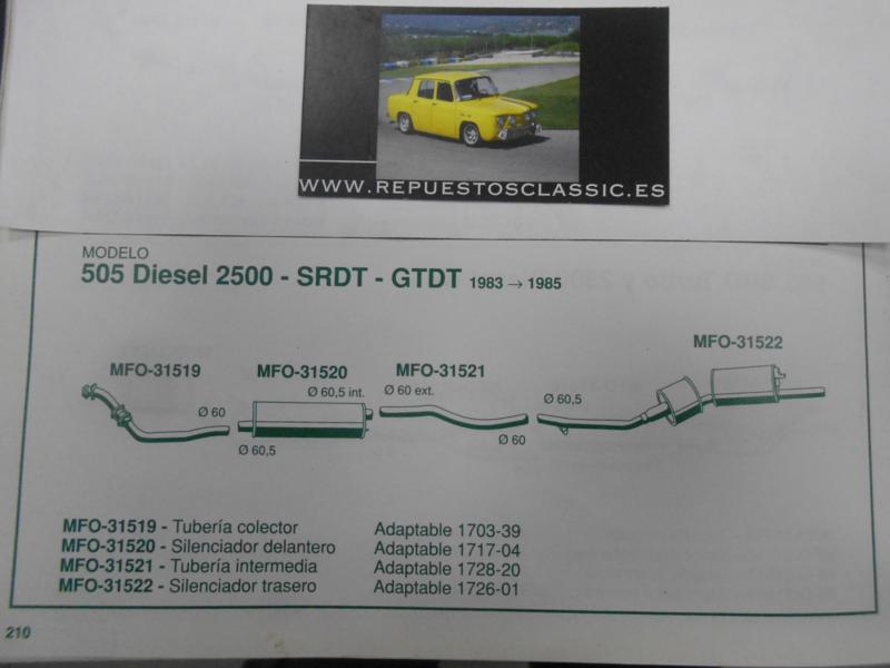 31521 P4 TUBERIA ESCAPE INTERMEDIO PEUGEOT 505 2.5TD 83->