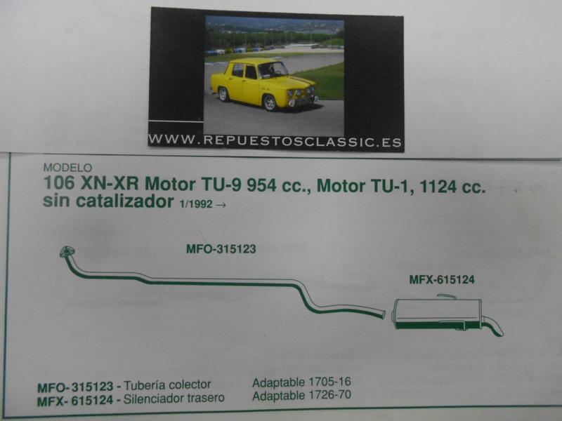 615124 P4 JA-I SILENCIOSO TRASERO PEUGEOT 106 1.0/1.1 XN, XR 91-> , ADAPTABLE ORIGEN 172670