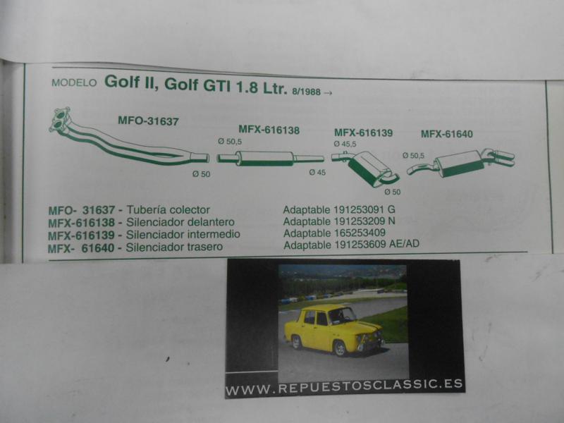 61640 P4 SILENCIOSO TRASERO VOLKSWAGEN GOLF II 1.8 GTI 88-> REF. ORIGEN 191253609AE = 191253609AD