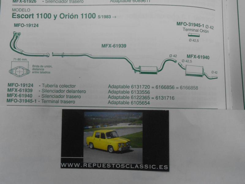 61940 P5 SILENCIOSO TRASERO FORD ESCORT , ORION 1.1 83->