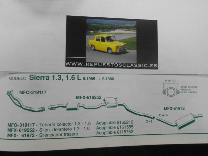 61972 P5 SILENCIOSO TRASERO FORD SIERRA 1.3/1.6 MKI 82->