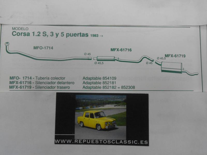 61719 P5 SILENCIOSO TRASERO OPEL CORSA 1.0/1.2/1.3/1.4/1.5D 83->