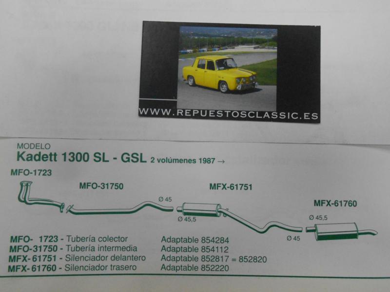 61760 P5 SILENCIOSO TRASERO OPEL KADETT E 1.2/1.3/1.6/1.8 85->