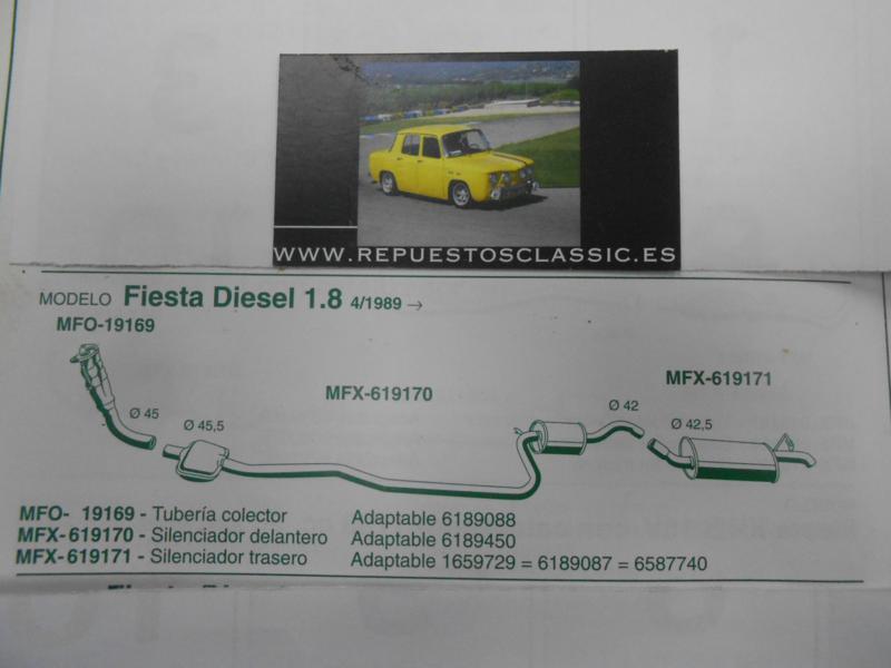 619171 P5 SILENCIOSO TRASERO FORD FIESTA 1.8 DIESEL 89->