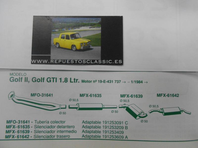 61642 P4 SILENCIOSO TRASERO VOLKSWAGEN GOLF GTI 1.8 MKII  84->
