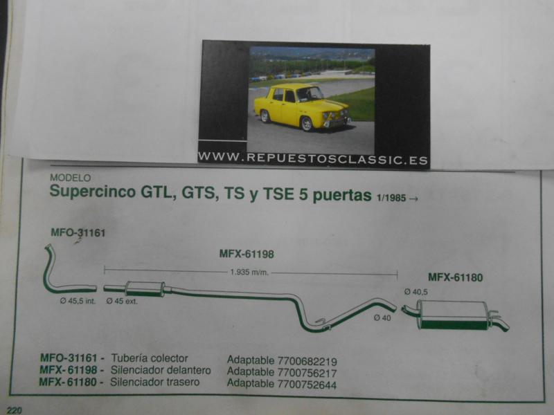 61198 P6 SILENCIOSO INTERMEDIO RENAULT SUPERCINCO 1.0/1.1/1.4/1.6D 5P 85-> WALKER 08462