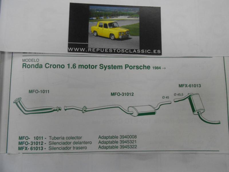 31012 P6 SILENCIOSO INTERMEDIO SEAT RONDA CRONO 1.6 MOTOR SYSTEM PORSCHE 84->
