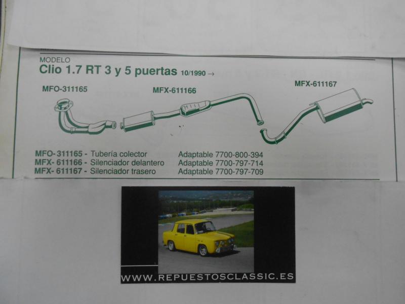 611166 P6 SILENCIOSO INTERMEDIO RENAULT CLIO 1.7 / 1.8 16V 91-> , WALKER 70407