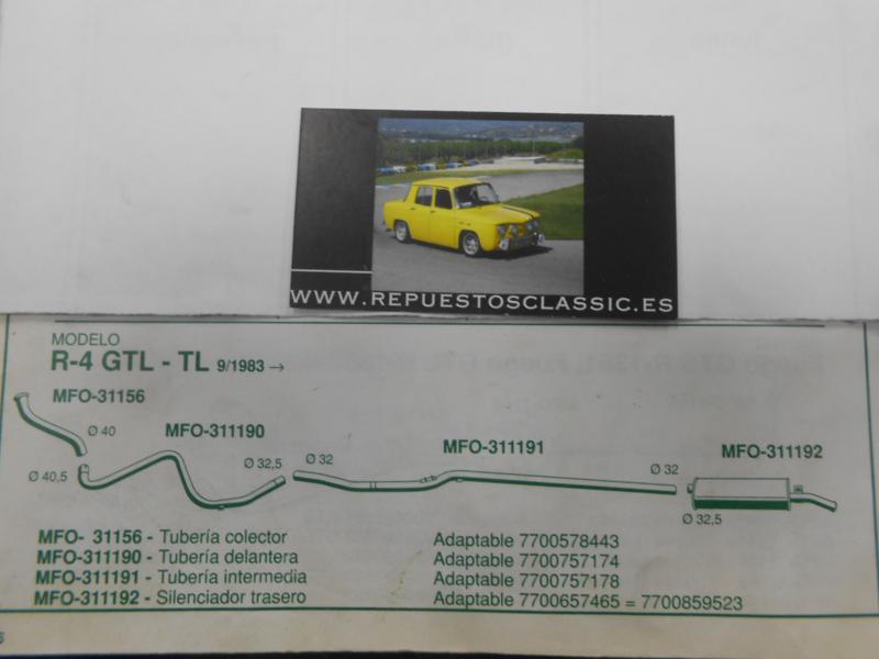 311192 P5 SILENCIOSO TRASERO RENAULT 4 GTL/TL 83-> , WALKER 01677
